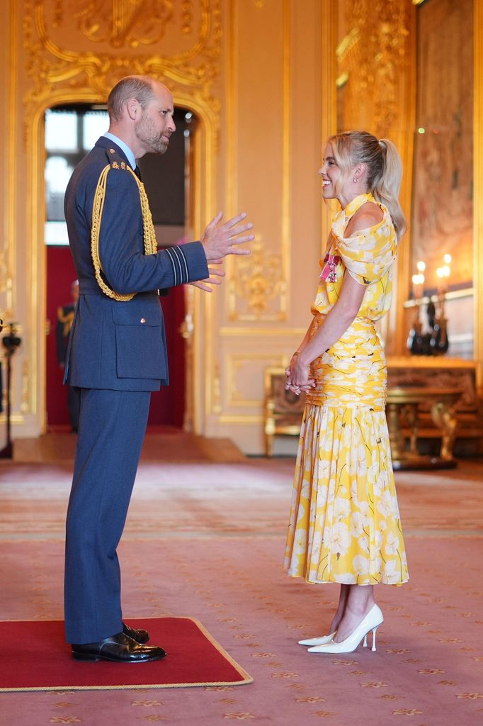 William speaking to Keely Hodgkinson in yellow dress