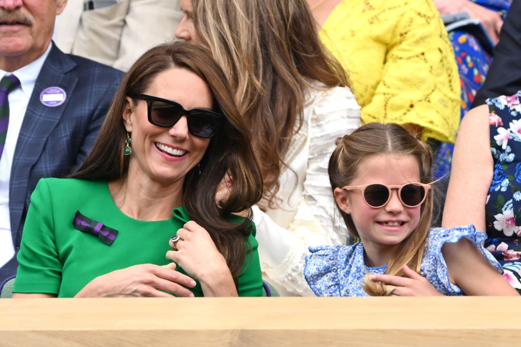 Kate Middleton and Princess Charlotte wearing sunglasses at Wimbledon