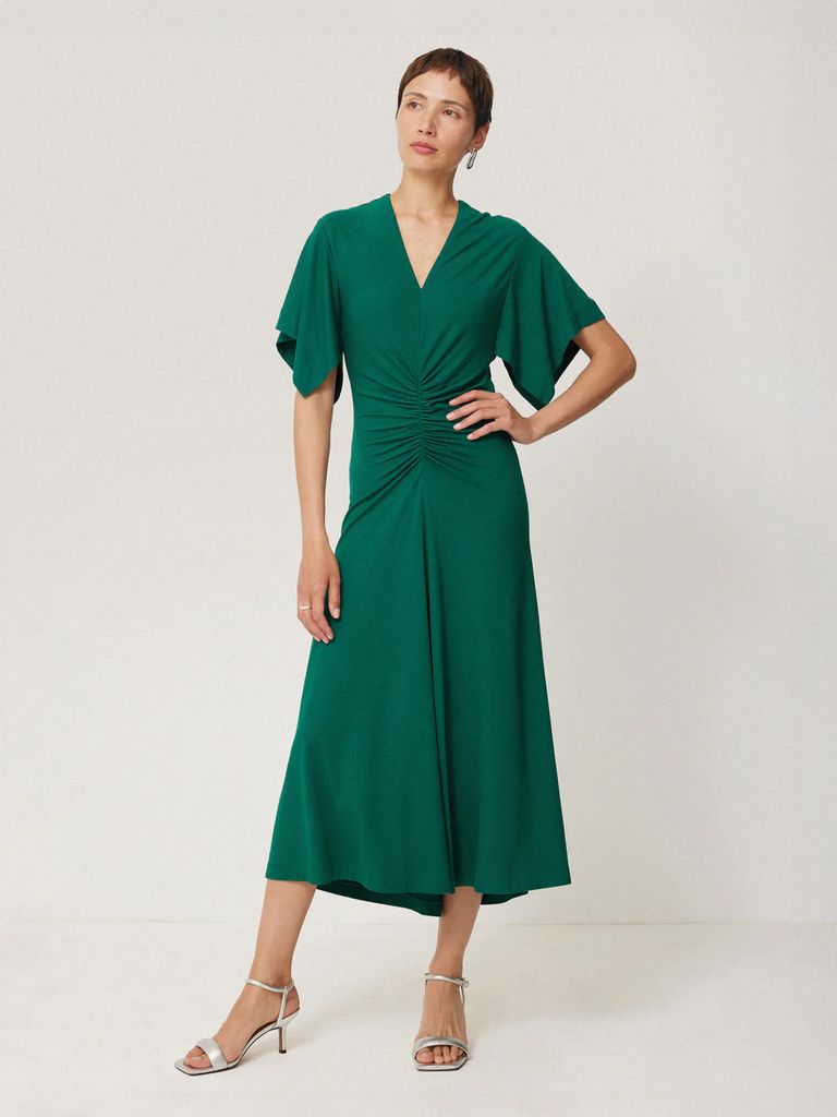 Jigsaw Crepe Flutter Sleeve Dress