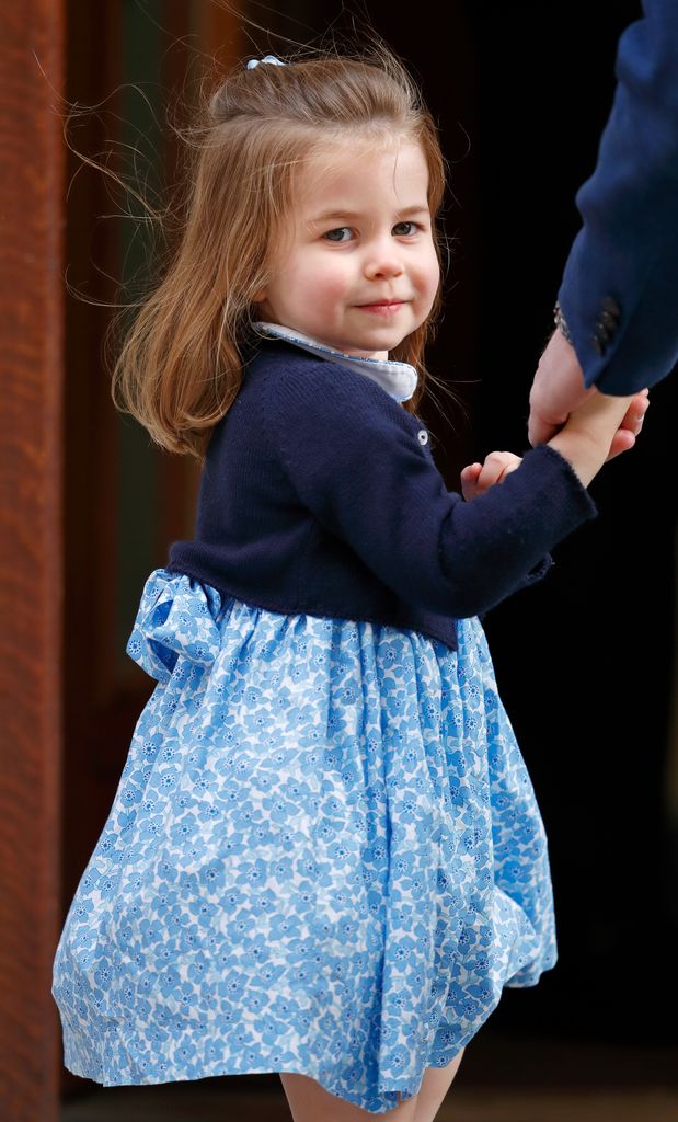 Princess Charlotte visiting baby brother Louis at Lindo Wing in 2018